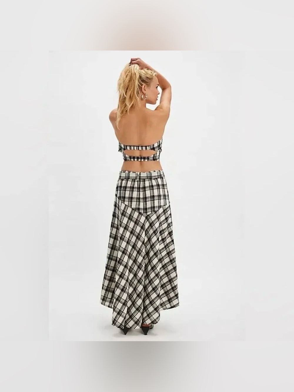 NWT Free People Free Est After You Black & White Plaid Top and Skirt Set Size L - Picture 2 of 12